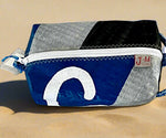 Blue, black and white custom essential bag.